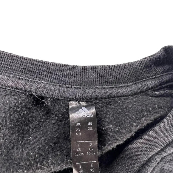 Adidas Women's Crew Neck Sweatshirt XS Black Long Sleeve Casual Pullover Fleece - Picture 2 of 3